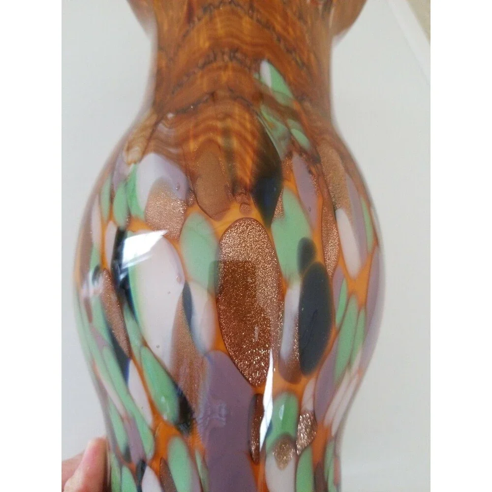 Lovely Contemporary Hand Made  Amber Art Glass Vase by hqt Home Design 11